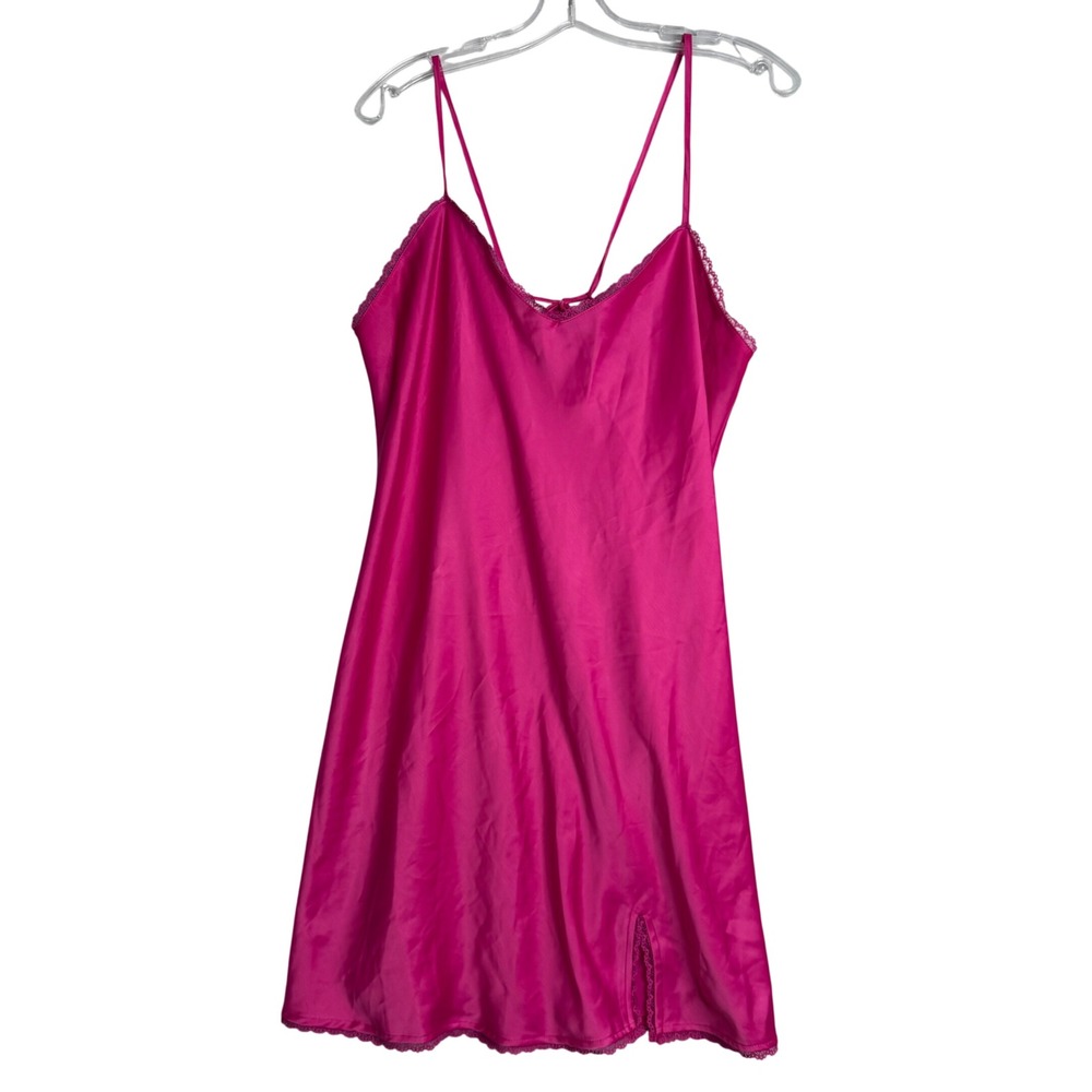 Wild Fable Lace Trim Slip Dress Womens L Vibrant Pink Y2K Barbie Sexy‎ Chemise